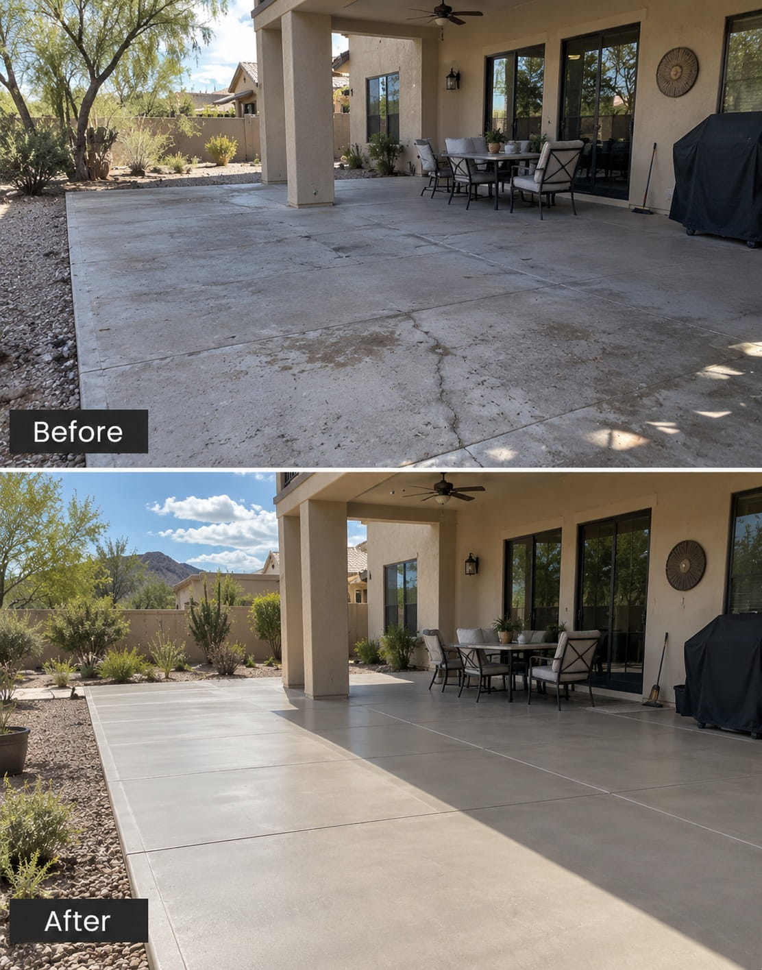 Concrete patio installation underway at a Tucson home