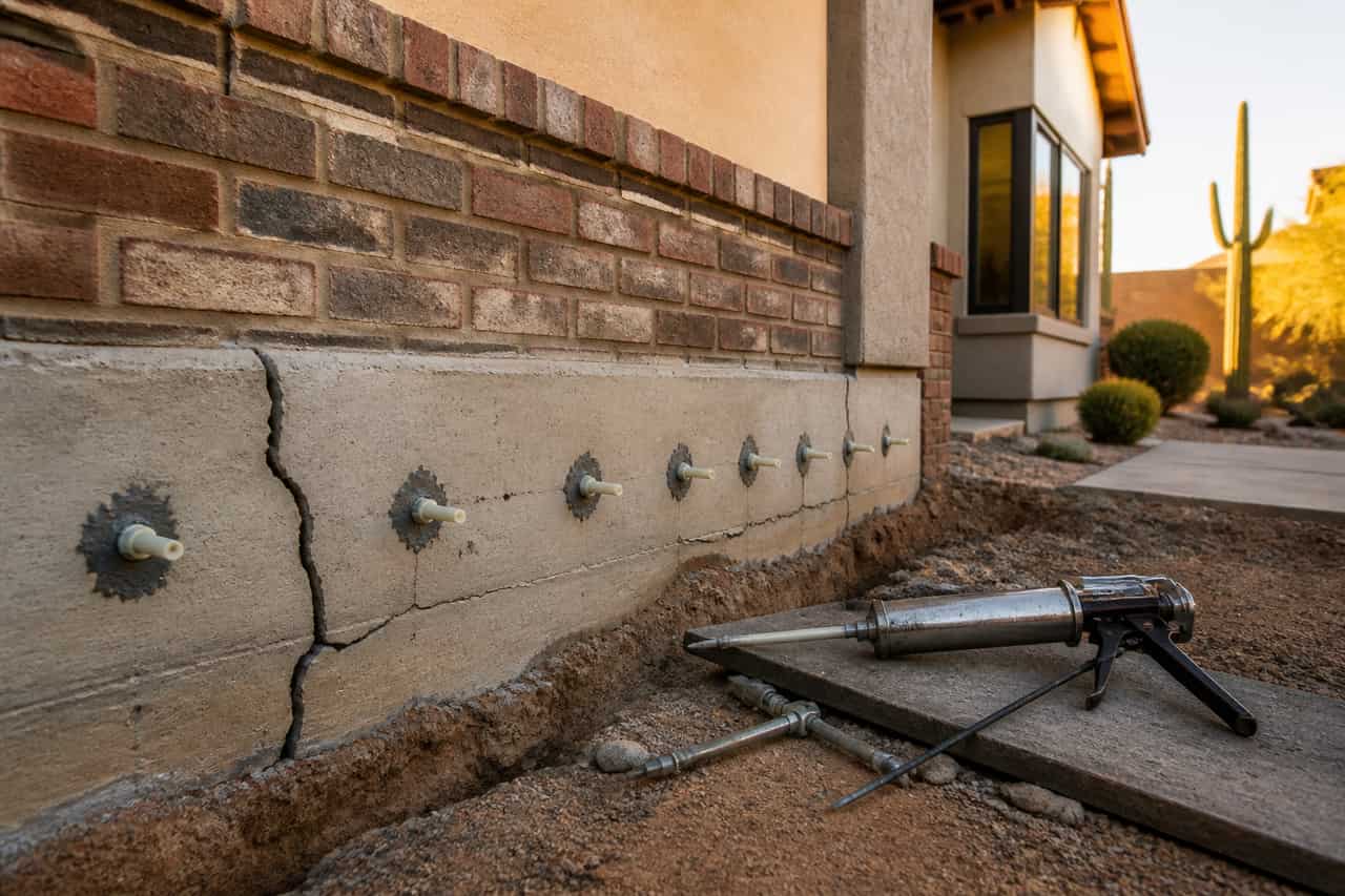 Foundation repair and crack stabilization for a Tucson masonry home