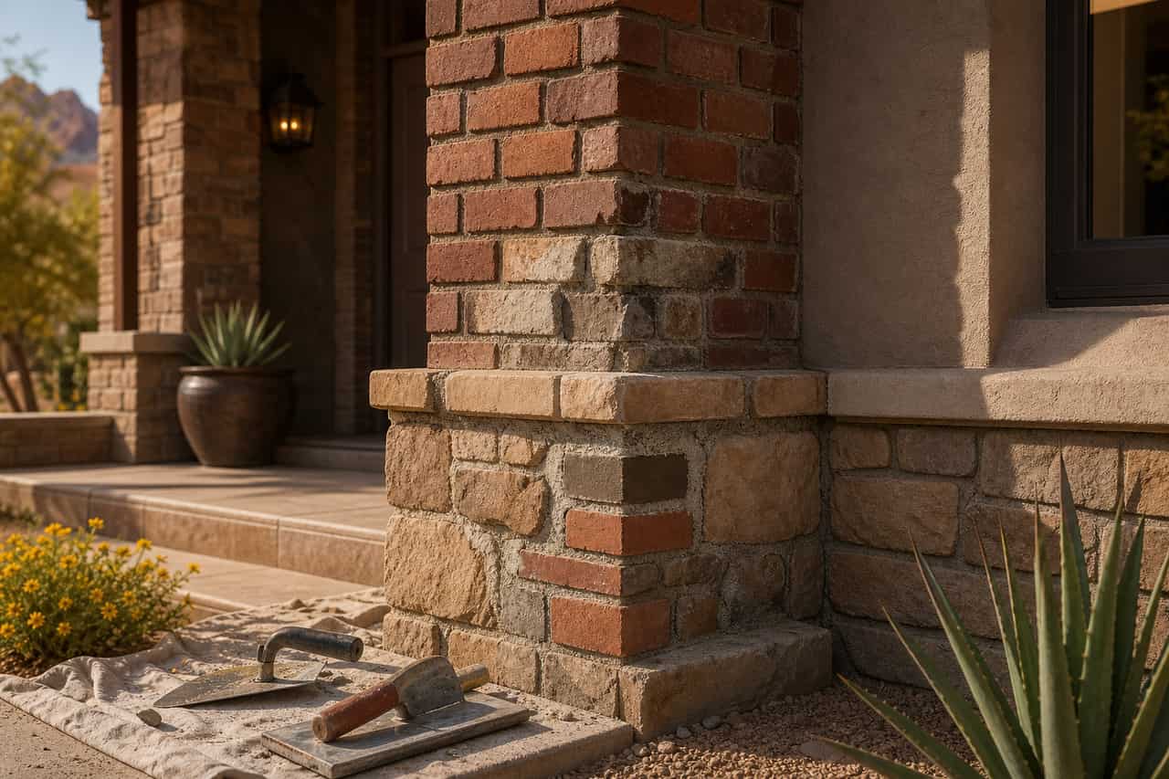 Premium Tucson masonry repair detail on brick and stonework