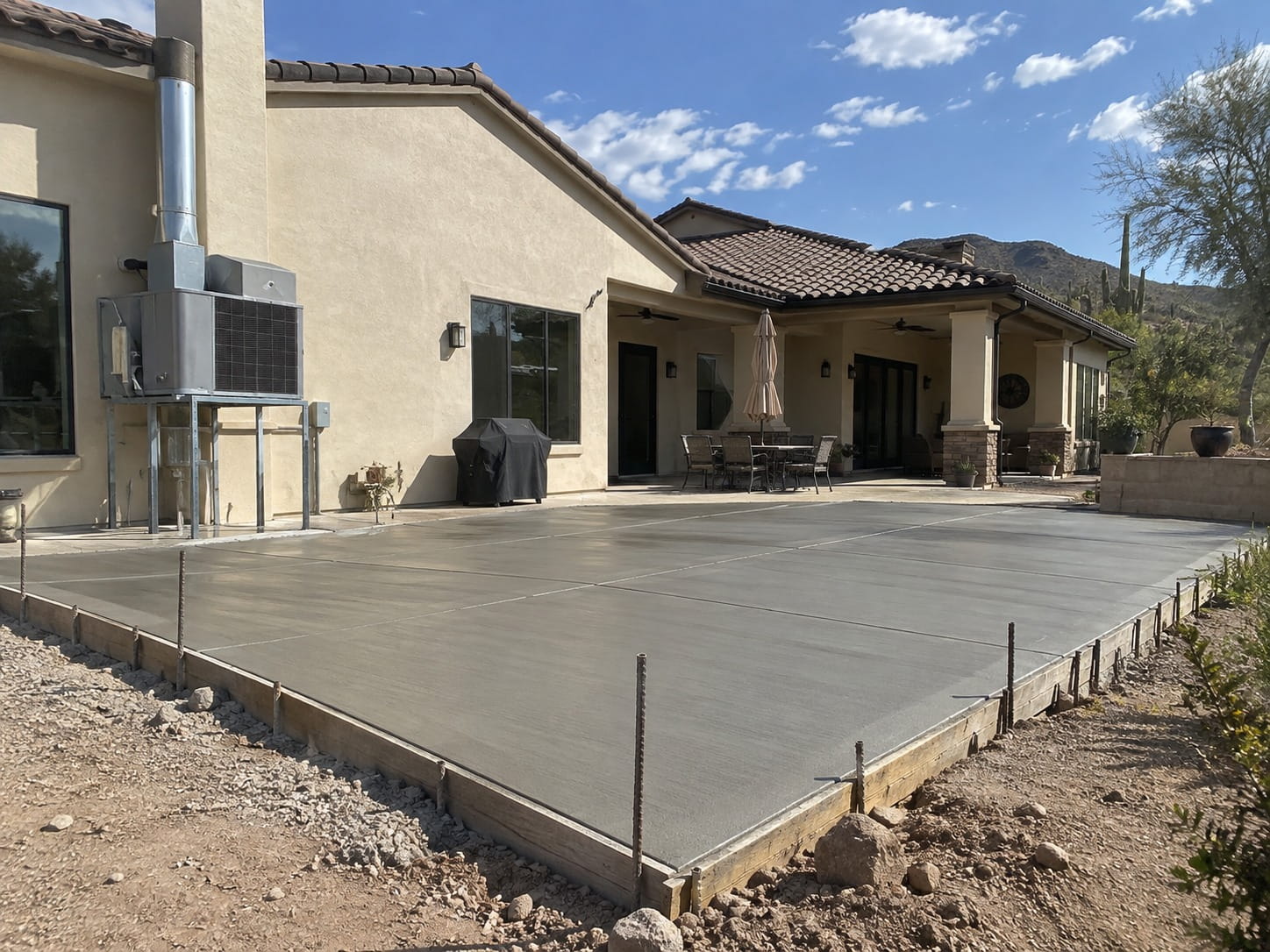 Residential concrete driveway at a Tucson home